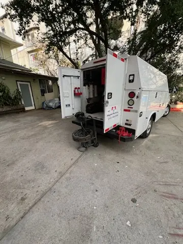 Magnet Plumbing service vehicle on-site for Water Heater Repair in Alamo